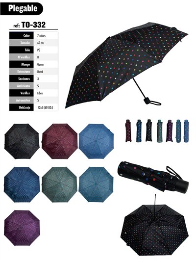 Parapluie pliant automatique à pois multicolores