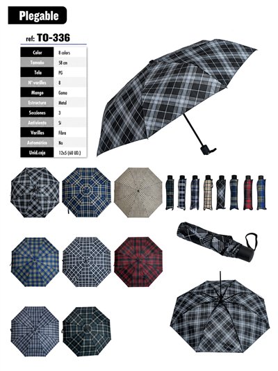 Parapluie pliant classique à carreaux