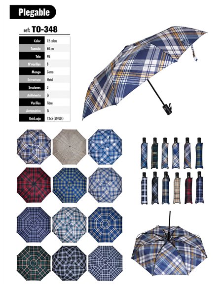 Tartan check compact umbrella