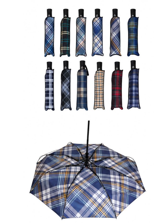 Tartan check compact umbrella