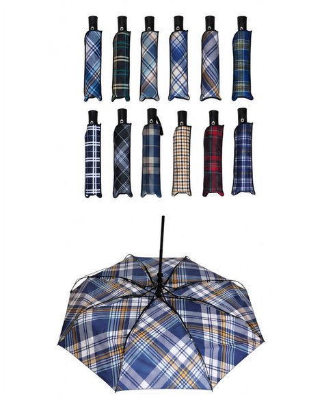Tartan check compact umbrella
