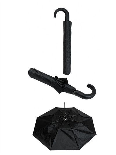 Parapluie pliant noir avec poignée incurvée 2