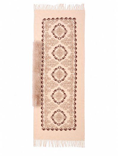 Xale ornamental com gola de pele