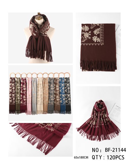 Bufanda floral con flecos