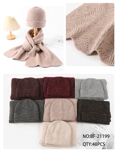 Conjunto de gorro e cachecol de tricô com glitter 2