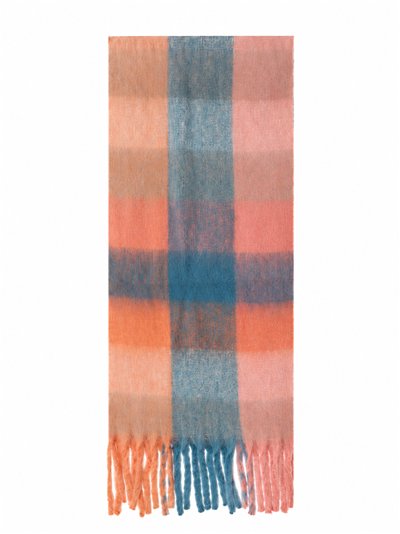 Sciarpa a quadri color pastello con frange spesse
