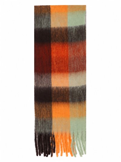 Écharpe à carreaux multicolores avec franges épaisses