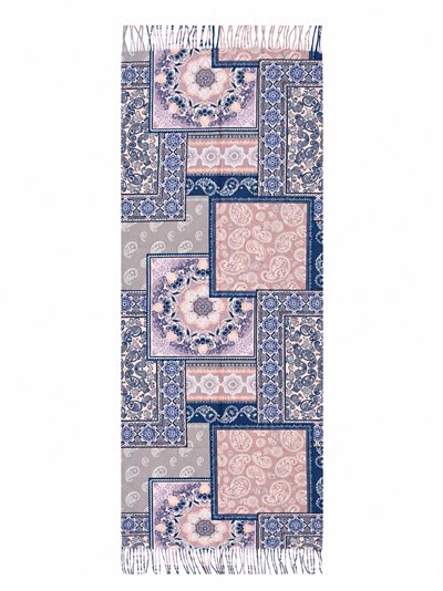 Lenço com estampa mosaico e franjas