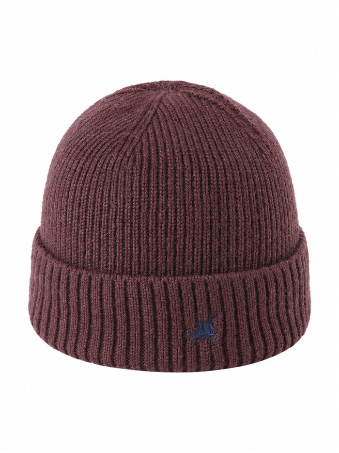Gorro de punto canalé con bordado