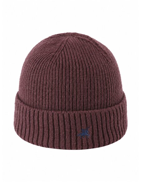 Gorro de punto canalé con bordado