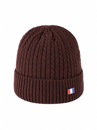 Gorro de malha trançada com placa tricolor