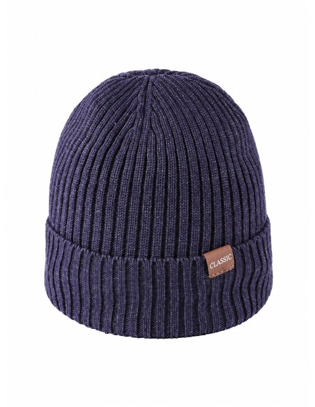 Gorro de punto canalé etiqueta classic