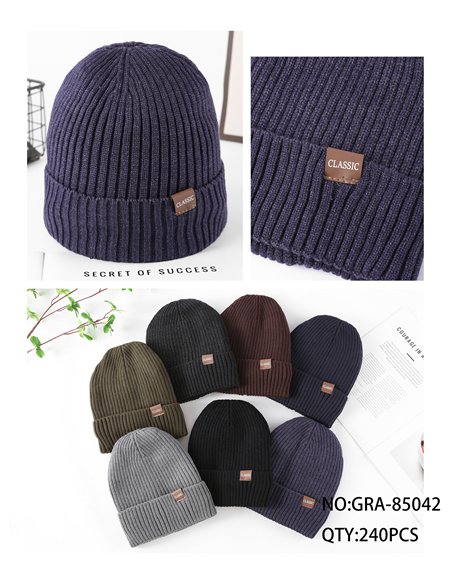 Gorro de punto canalé etiqueta classic