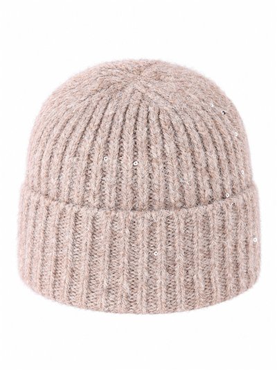 Cappello in maglia effetto cashmere con paillettes