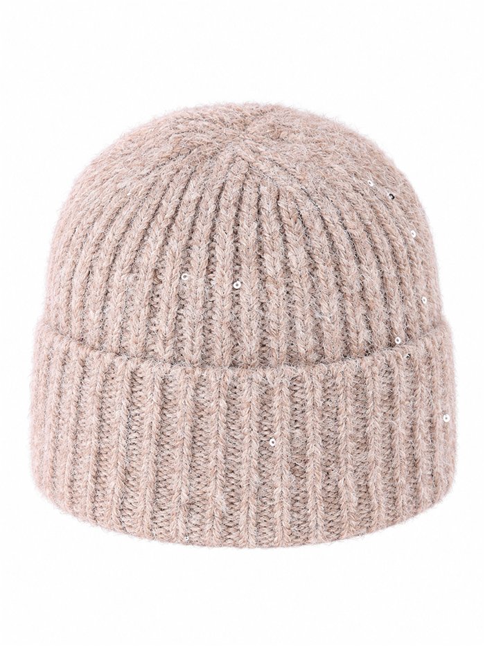 Gorro de punto tacto cachemira con lentejuelas