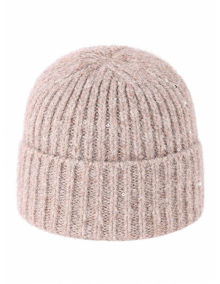 Gorro de punto tacto cachemira con lentejuelas