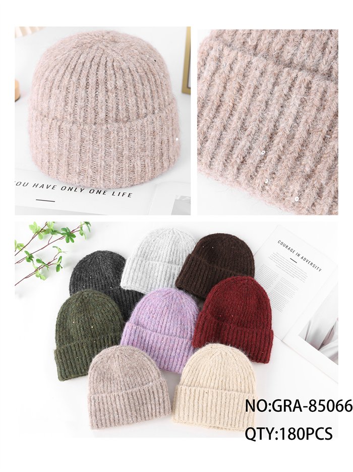 Gorro de punto tacto cachemira con lentejuelas