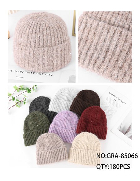 Gorro de punto tacto cachemira con lentejuelas