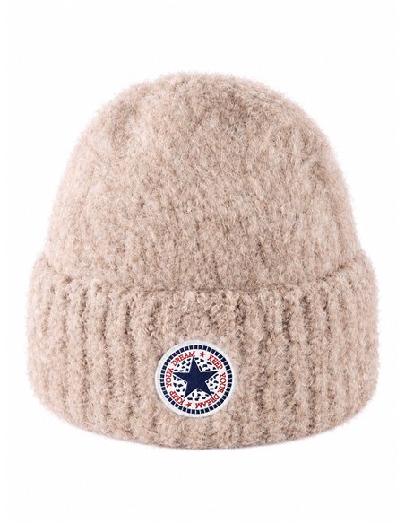 Gorro de punto efecto bouclé con parche estrella