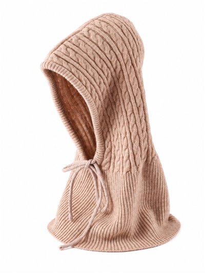 Cagoule en maille tressée avec lien