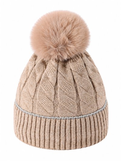 Gorro de punto trenzado metalizado con pompón