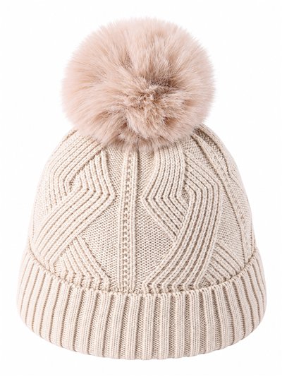 Bonnet géométrique en maille avec pompon