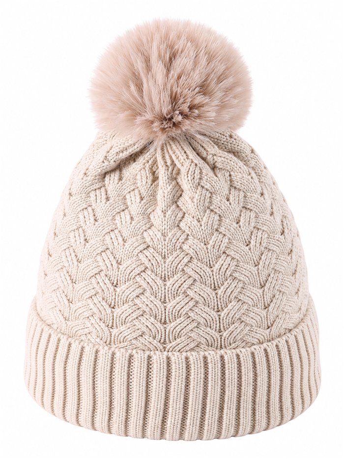 Gorro de punto trenzado con pompón