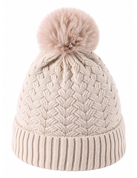 Gorro de punto trenzado con pompón