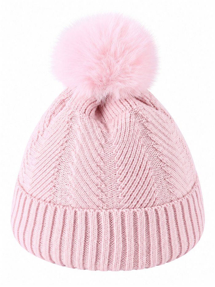 Gorro de punto espiga con pompón