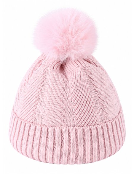 Gorro de punto espiga con pompón