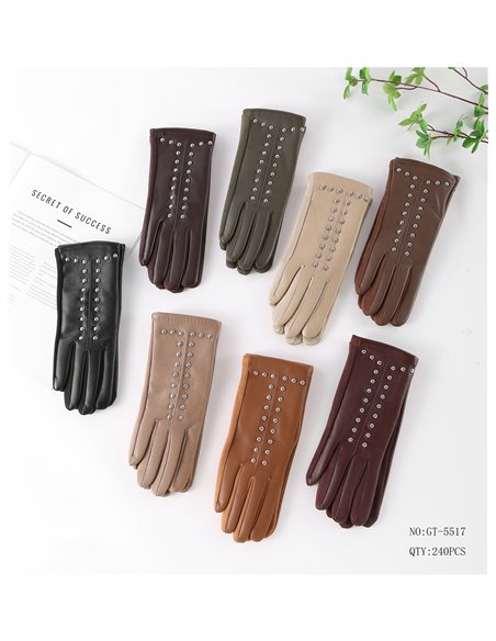Luvas de couro sintético com tachas
