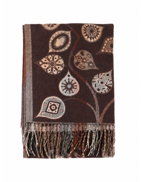 Boho leaf print fringe scarf | BF-BF-21120 | Wholesale