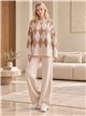 Conjunto de suéter e calça com estampa de diamantes