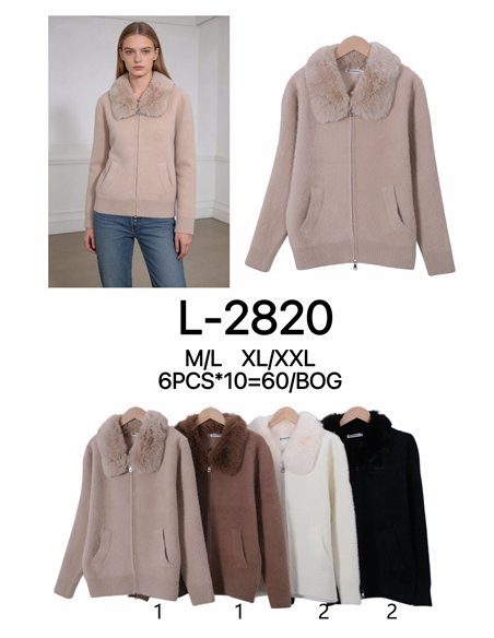 Chaqueta de punto con cuello de pelo