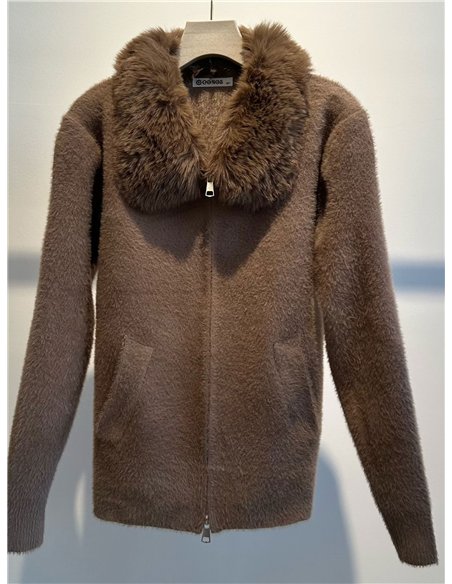 Chaqueta de punto con cuello de pelo
