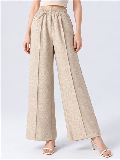 Pantalón wide leg efecto ante estampado