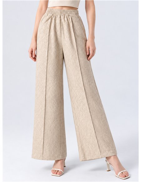 Pantalón wide leg efecto ante estampado