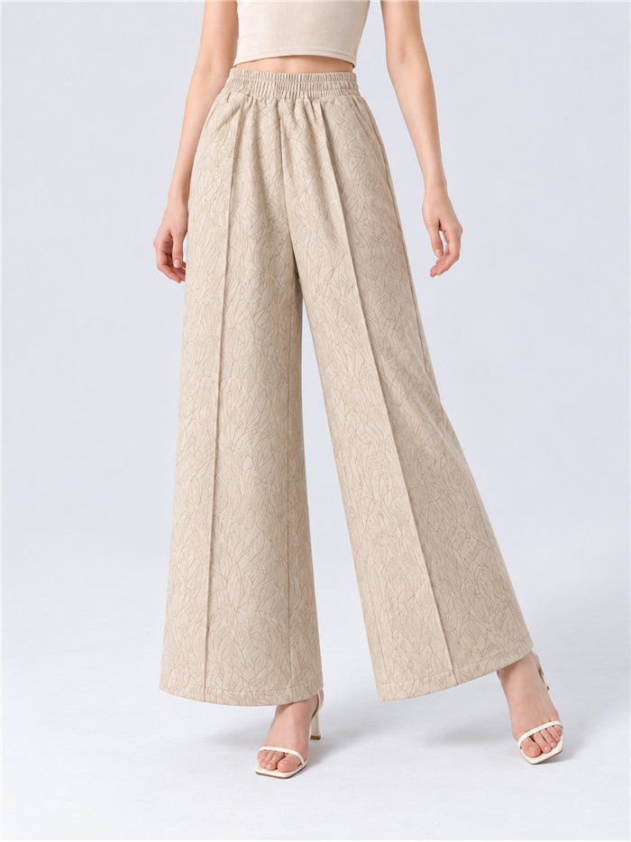 Pantalón wide leg efecto ante estampado