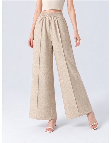 Pantalón wide leg efecto ante estampado