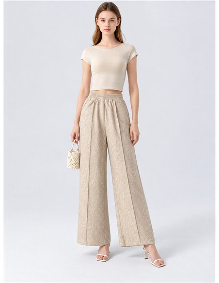 Pantalón wide leg efecto ante estampado