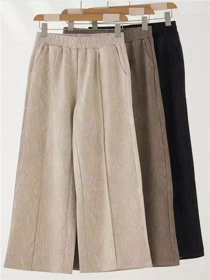 Pantalón wide leg efecto ante estampado