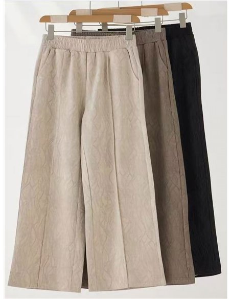 Pantalón wide leg efecto ante estampado