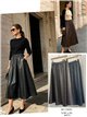 Falda midi efecto piel cintura elástica
