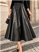 Falda midi efecto piel cintura elástica