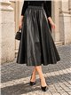 Falda midi efecto piel cintura elástica