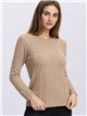 Rundhals-Zopfstrickpullover