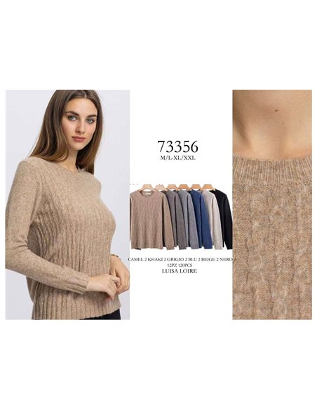 Rundhals-Zopfstrickpullover