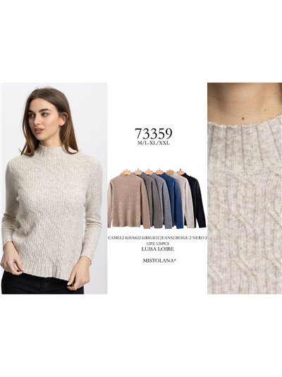 pull à col roulé en maille torsadée 2