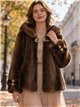 Chaqueta de pelo con capucha y broches
