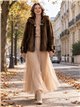 Chaqueta de pelo con capucha y broches